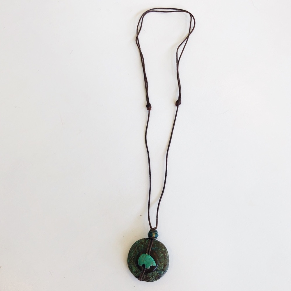 turquoise & brown adjustable circle necklace